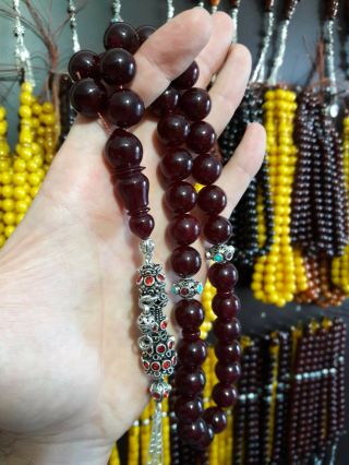 Germany Mosckey Bakelite Amber Masbaha Tesbih Rosary Islamic Prayer Beads مسكي