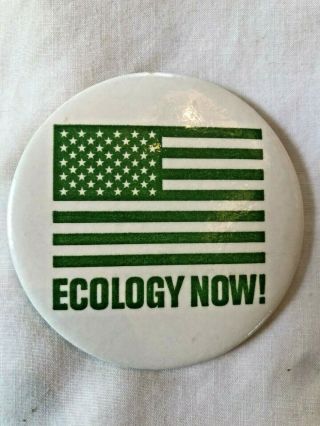 Vintage 1970 Ecology Now Stars And Stripes Flag Pin