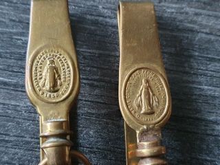 2 Antique copper monastery rosary clips/pendants Maria 2