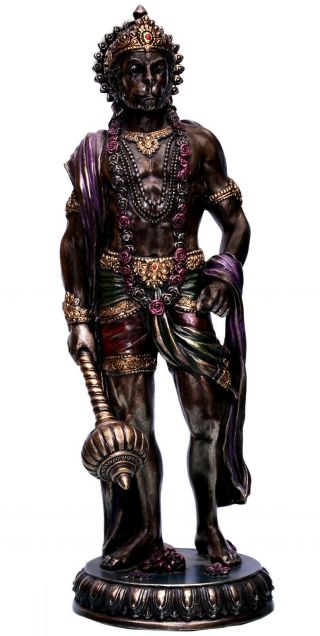 10 Inch Large Standing Hanuman Figurine - Hindu God Of Strength,  Bronze Colored