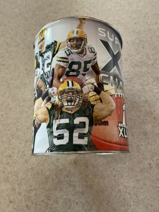 Nfl Bowl Xlv Champions 2010 2011 Green Bay Packers Canister Popcorn Tin