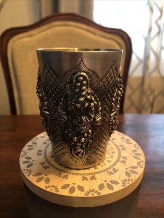 Vintage Sterling Silver Judaica Kiddush Cup Made In Portugal