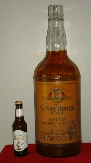 Old 25 " Sunny Brook Kentucky Whiskey Glass Bottle Bar Display Promo Advertising