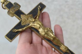 ⭐ antique crucifix with skull and bones,  bronze & ebony wood⭐ 2