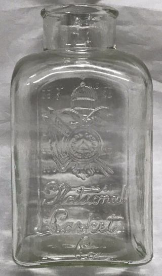 Vintage Rare Advertising National Casket Company Embalming Fluid Clear Glass Jar