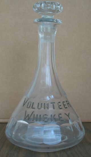 Antique Back Bar Whiskey Decanter Volunteer Whiskey Gold Etched Milwaukee Wi