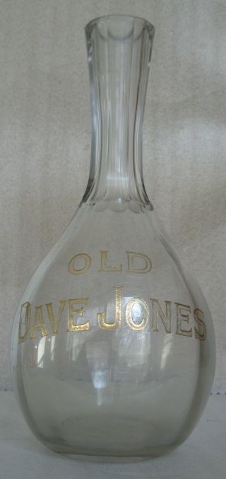 Antique Back Bar Whiskey Decanter Old Dave Jones Gold Etched Milwaukee Wi