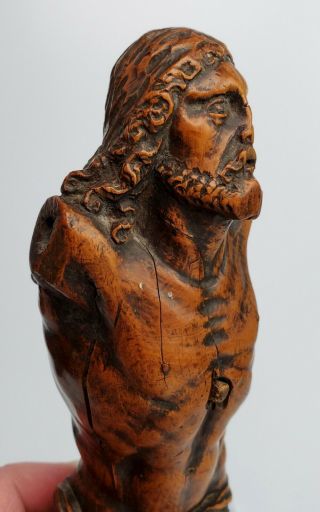 Antique 18th C.  Carved Boxwood Corpus Statue Figure Of Jesus Christ Crucifix