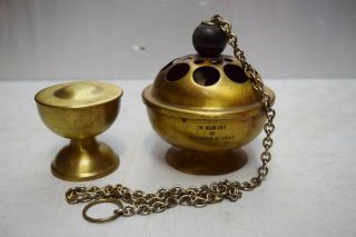 Single Chain Church Brass Censer Thurible With Incense Boat (cu732)