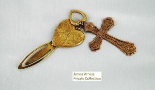 James Arness Gunsmoke Marshal Dillon Vintage Brass Heart And Cross Book Mark