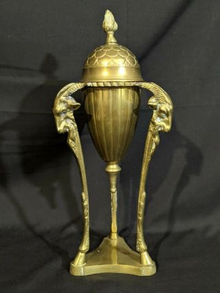 Vintage Brass Goat Heads & Hooves Censer | Empire Style Incense Burner Baphomet