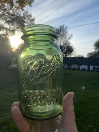 Antique Olive Green Ball Mason Jar Hard To Find Offers Welcome