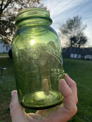 Antique Olive Green Ball Mason Jar Hard To Find Offers Welcome 3