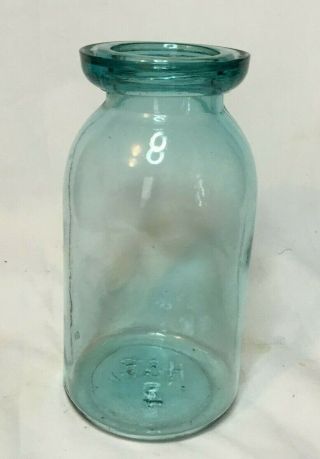 Vintage Aqua Quart Qt Wax Seal Sealer Fruit Jar Canning Jar H & R.  4 10