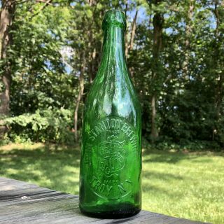 Stanton Brewing Co Troy Ny Green Blob Top Beer Bottle