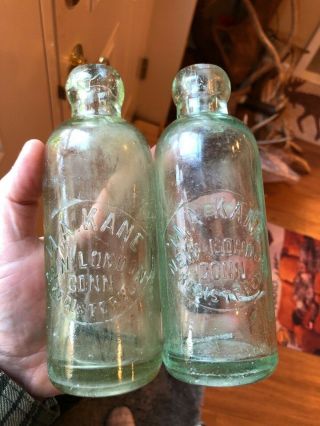 2 Different Rare M.  A.  Kane Hutchinson Soda Bottle London Connecticut