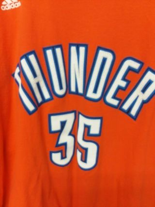 Oklahoma City Thunder 35 Kevin Durant T - Shirt Adult 2XL Adidas NBA Go To Tee 2
