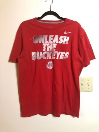 Nike Osu Ohio State Unleash The Buckeyes College Football Red T Shirt Sz Medium