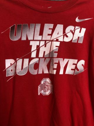 Nike OSU Ohio State Unleash The Buckeyes College Football Red T Shirt Sz Medium 2