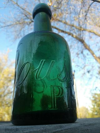 Emerald Green 1865 P.  Roussel Philadelphia Civil War Squat Beer/ale Bottle