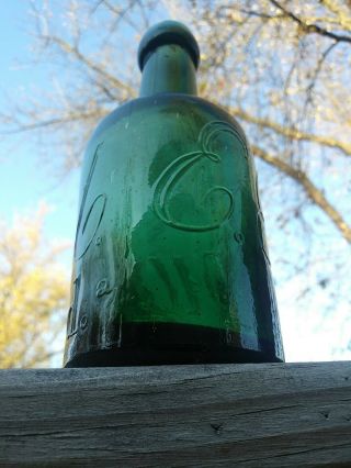 Emerald Green 1865 P.  Roussel Philadelphia Civil War Squat Beer/ale Bottle 3