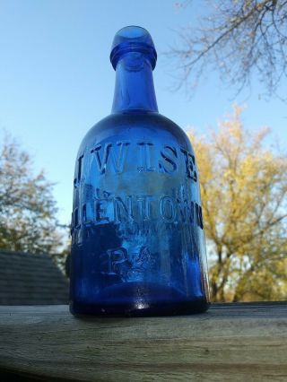 Civil War Era Blue J.  Wise Semi Squat Allentown.  Pa Bottle Antique