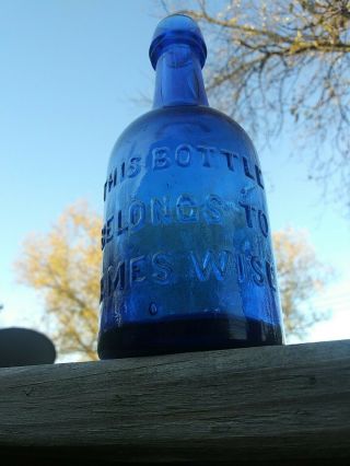 Civil War Era Blue J.  Wise Semi Squat Allentown.  PA bottle antique 3