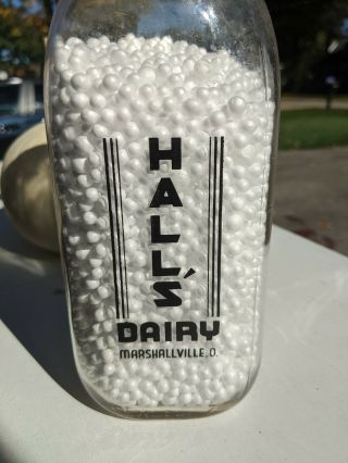 Quart Hall ' s Dairy Marshallville Ohio oh milk bottle 2