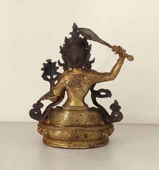 antique Vintage Buddhism Bronze God Buddha Statue Manjusri bodhi - sattva 3