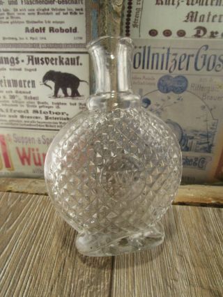 , Antique,  Early Hobnail / Poison Flask / Bottle With Pontil And Letter W C1850