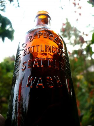 Rare Amber Beer Pacific & Puget Sound Bottling Co.  Seattle,  Wash Hand Blown