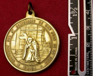 Rare Antique 300th Anniversary Death Of St.  John Of The Cross 1891 Bronze Medal
