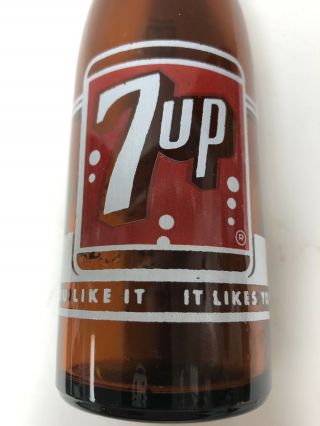 7up Amber Soda Bottle 7oz Acl 1960 