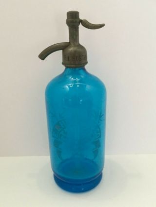 Vintage Blue E.  L.  Husting Seltzer Bottle Milwaukee,  Wisconsin 1900 