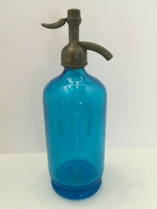 Vintage Blue E.  L.  Husting Seltzer Bottle Milwaukee,  Wisconsin 1900 ' s 3