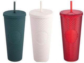 Starbucks Winter 2020 Limited Edition Studded Tumbler Cup - Matte Green White Red