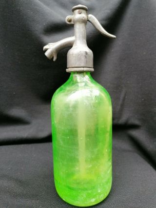 Antique Uranium Green Seltzer Siphon Bottle