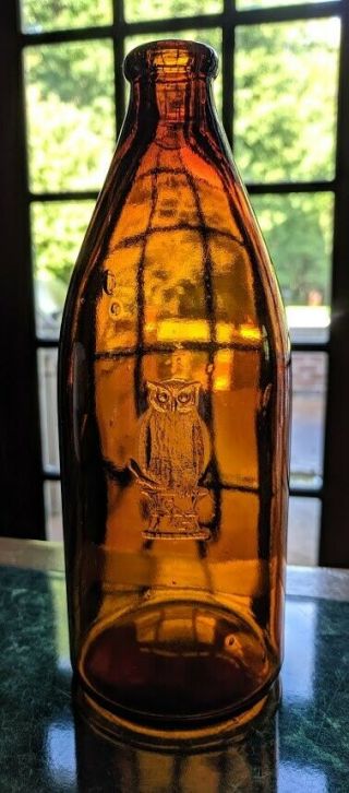Owl Drug Company Hydrogen Peroxide Bottle,  Amber,  8 " Tall