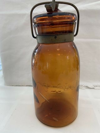 Amber Globe Quart Fruit Jar
