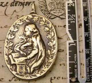 Antique Feast of the Annunciation Saint Gabriel Blessed Virgin Mary Bronze Medal 3