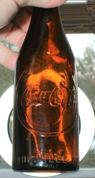 Rare Straight Side Amber Coca Cola Bottle " Louisville,  Ky