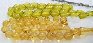 Vintage Natural Amber & Dust Amber Islamic Prayer Rosary 33 Beads Tasbih Misbaha