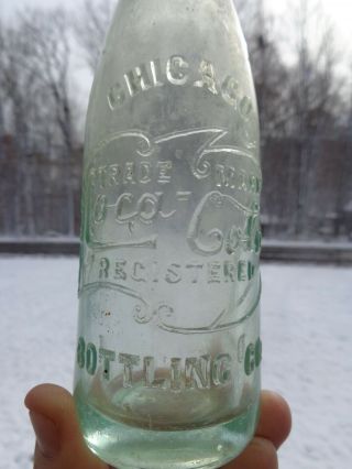 Rare Fancy Scroll Embossed CHICAGO Straight Side COCA - COLA Bottling Co Illinois 2