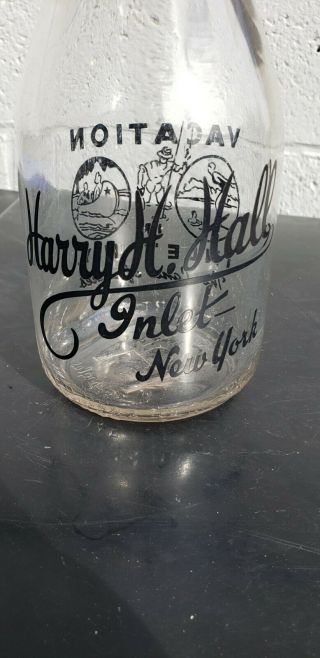 Harry H.  Hall Milk Bottle,  Inlet,  Ny,  Rare