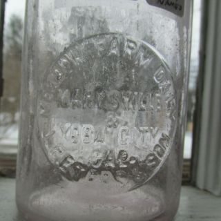 Thatcher Milk Jar Pint W/ Glass Lid Marysville & Yuba City Cal
