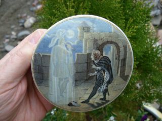 Antique,  rated RARE,  PRATTWARE lid - Shakespeare series 7 Hamlet ' s Ghost pot lid 3