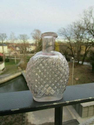, Rare,  Early Hobnail / Poison Flask / Bottle Optical Blown With Pontil C1840