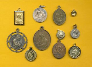 B440) 10 Vintage Saint Francis Of Assisi Charm Catholic Religious Medal Pendant