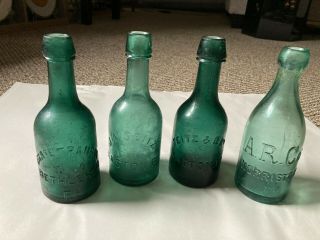 Grouping Of 4 Antique Ca.  1850 Pennsylvania Bottles - Blob Top Advertising Soda