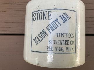 STONE MASON FRUIT JAR UNION STONEWARE CO.  RED WING,  MINN.  Half Gallon 3
